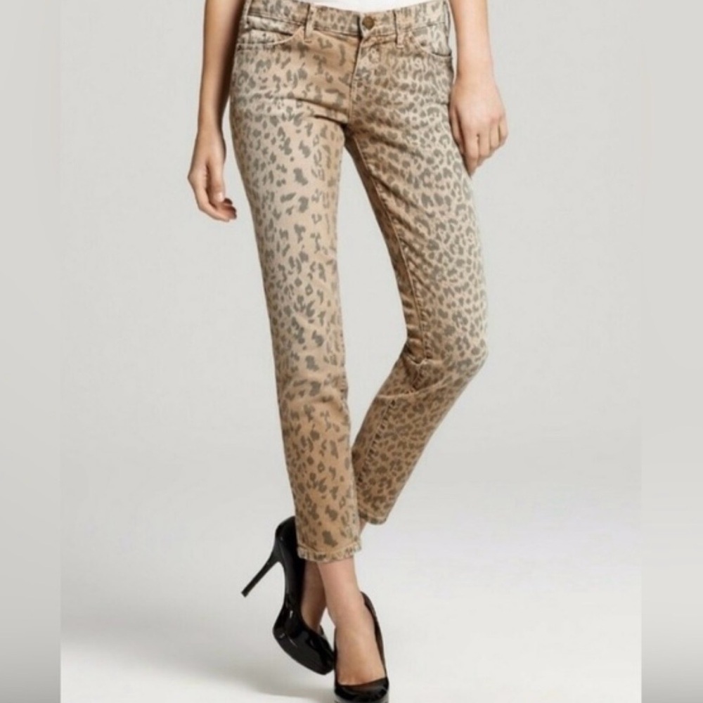 Current/Elliott Highwaist Stiletto Skinny Jeans Camel Leopard Size 26 28” Inseam